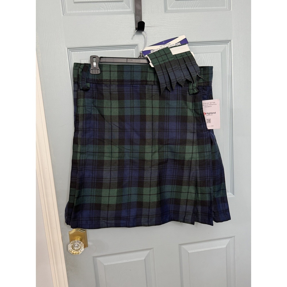 Scottish Highland Redstone Black Watch Tartan Plaid Kilt with Flashes NWT 38-40
